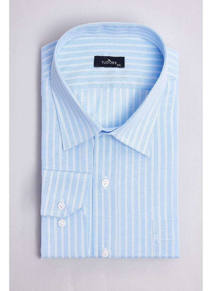 Men's Plus Size Tie Collar Striped Single Pocket Blue Shirt - pzsku/Z7BC55B20B36D6A181378Z/45/_/1741257114/08767d86-0f7f-4990-a319-edf9c5958b25