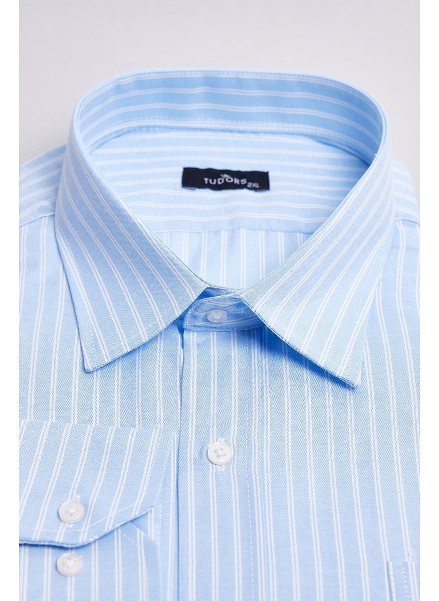 Men's Plus Size Tie Collar Striped Single Pocket Blue Shirt - pzsku/Z7BC55B20B36D6A181378Z/45/_/1741257124/1c3ae199-df10-4aa9-a8ac-380ab7c82414