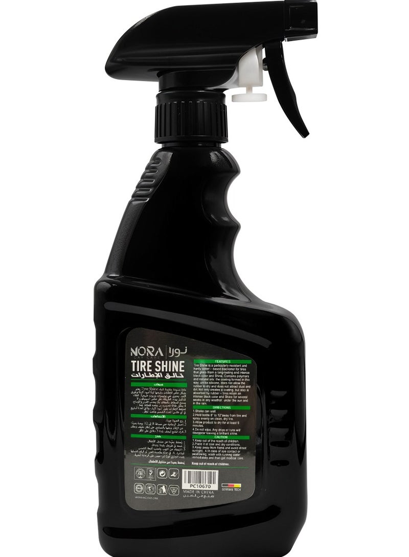 Nora Tire Shine Spray – High-Gloss Finish, Long-Lasting Protection, UV Resistant, Quick-Drying, Non-Greasy Formula, Easy Application (500ml) - Image 2