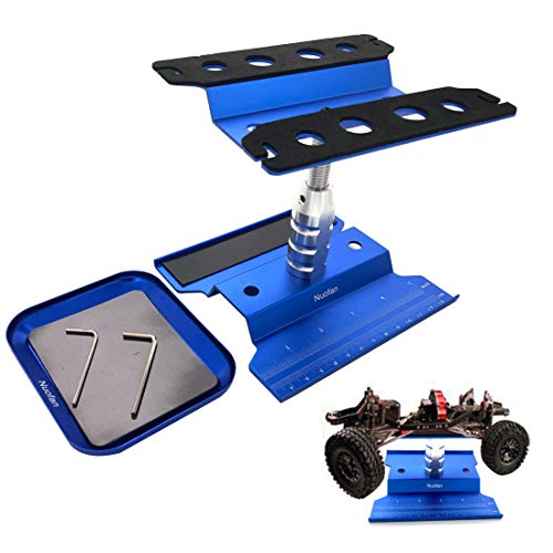 Nuofan RC Car Work Stand Aluminum Repair Workstation 360 Degree Rotation Lift Lower wScrew Tray for 18 110 112 116 Scale Traxxas TRX4 Axial Arrma Redcat Losi RC Crawler Monster Truck Buggy - Image 1