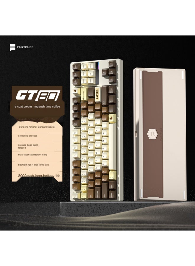 FURYCUBE GT80 Aluminum CNC Machined Mechanical Keyboard - Wireless Bluetooth Triple Mode Customizable Gaming Keyboard