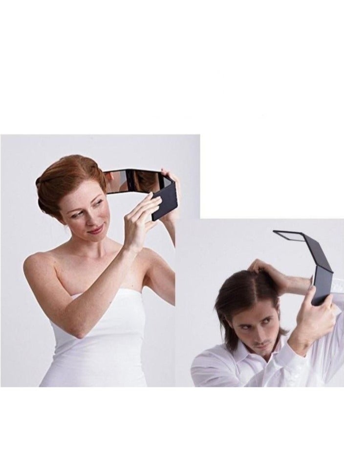 Four Panel Folding Mirror 4 Sided Foldable Makeup Handheld Mirror Compact Tabletop Mirror for Self Styling and Hair Cutting Makeup Shaving Easy to See Your Back Head - Image 4