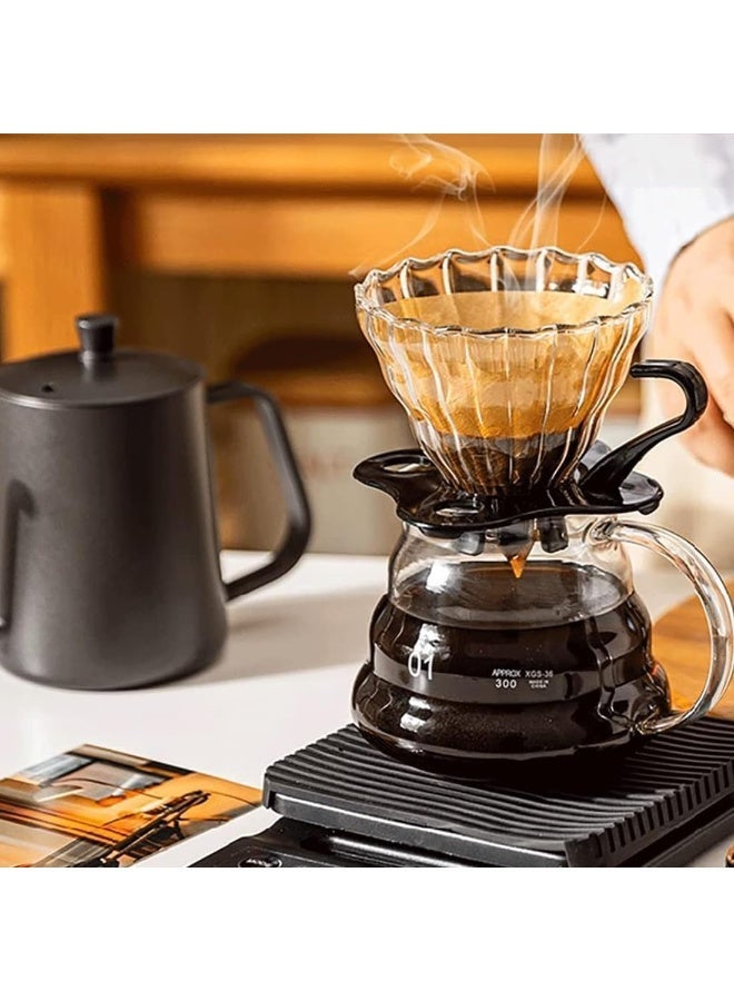 600ml Heat-Resistant Glass V60 Coffee Server, Manual Drip Pour-Over Coffee & Tea Pot, Transparent Brewing Kettle by E-CV – 600ml - Image 4