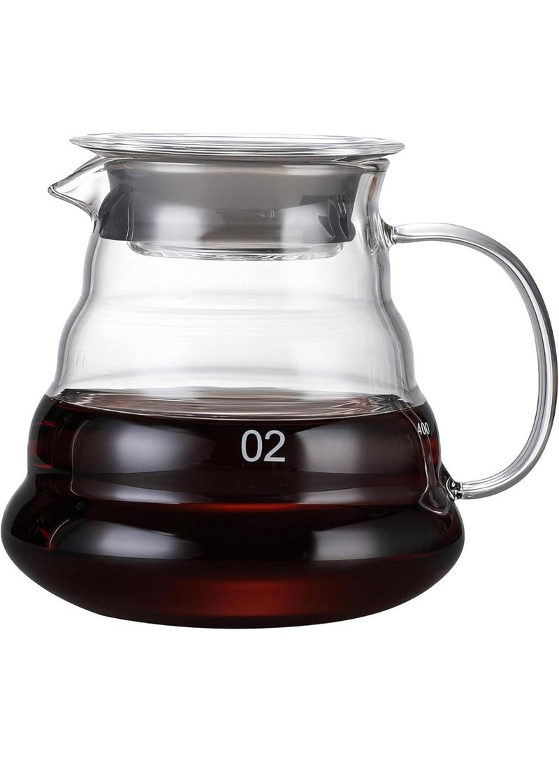 600ml Heat-Resistant Glass V60 Coffee Server, Manual Drip Pour-Over Coffee & Tea Pot, Transparent Brewing Kettle by E-CV – 600ml - Image 1