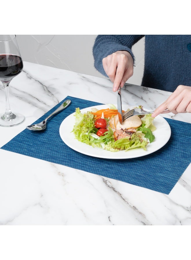 Restaurantware Sovereign 16 X 12 Inch Woven Placemats, Set Of 6 Rectangle Table Placemats - Stain-Resistant, Easy To Clean, Blue Vinyl Placemats For Dining Table, For Homes or Restaurants - Image 5
