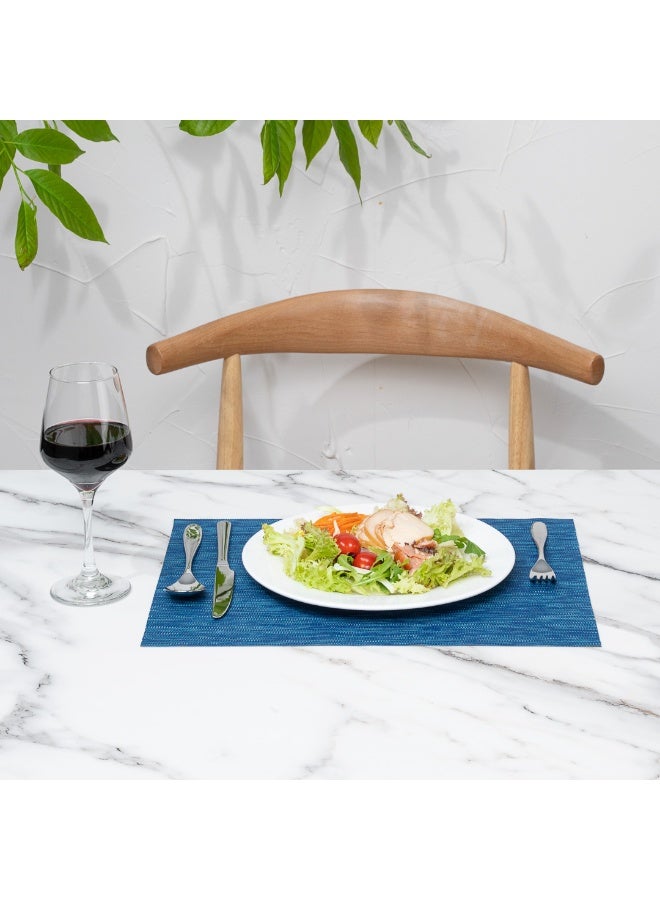 Restaurantware Sovereign 16 X 12 Inch Woven Placemats, Set Of 6 Rectangle Table Placemats - Stain-Resistant, Easy To Clean, Blue Vinyl Placemats For Dining Table, For Homes or Restaurants - Image 3