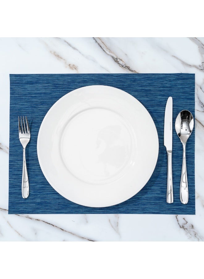 Restaurantware Sovereign 16 X 12 Inch Woven Placemats, Set Of 6 Rectangle Table Placemats - Stain-Resistant, Easy To Clean, Blue Vinyl Placemats For Dining Table, For Homes or Restaurants - Image 4