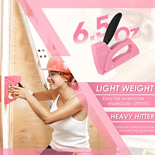 SHALL Light Duty Staple Gun for Wood - Pink Upholstery Staple Gun with 1600pcs JT21 Staples 1/4, 5/16, 3/8 inch and Staple Remover - Women Staple Gun for Crafts, Fabric Stapler Gun for DIY, Decoration - Image 4