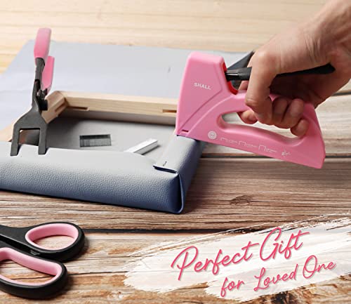 SHALL Light Duty Staple Gun for Wood - Pink Upholstery Staple Gun with 1600pcs JT21 Staples 1/4, 5/16, 3/8 inch and Staple Remover - Women Staple Gun for Crafts, Fabric Stapler Gun for DIY, Decoration - Image 5