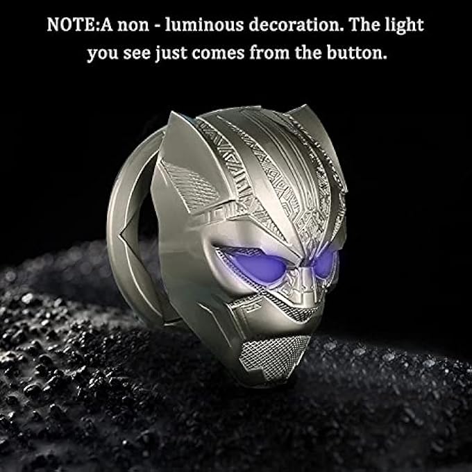 ELECDON غطاء بدء تشغيل محرك السيارة من Black Panther غطاء زر بدء التشغيل والإيقاف البديل لمحرك السيارة مع زر بدء التشغيل والإيقاف وواقي زخرفة حلقة المفاتيح وغطاء دائري ثلاثي الأبعاد ملحق داخلي للسيارة باللون الفضي - Image 3