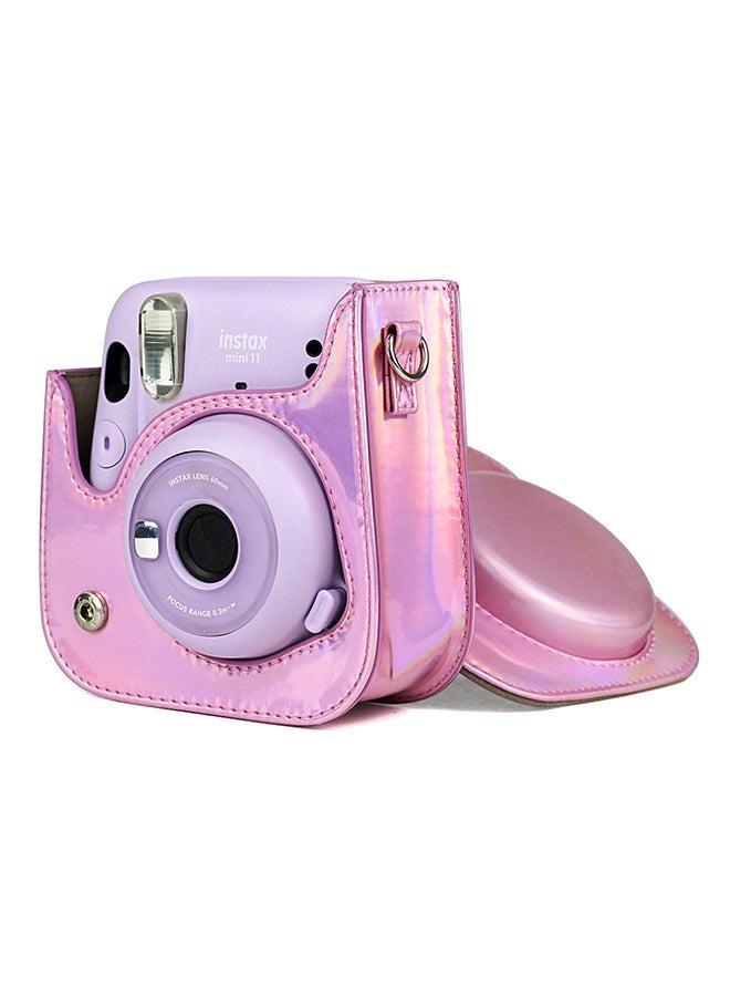 Holographic Instant Camera Case Bag With Strap For Fujifilm Instax Mini 11 Pink - Image 4