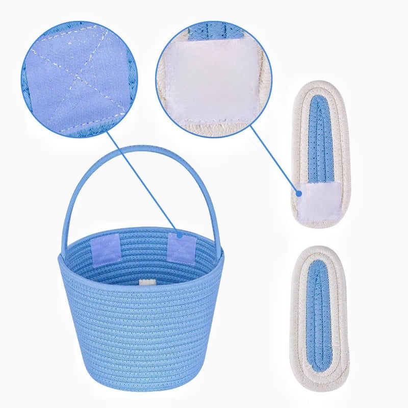 CubesLand Blue Easter Baskets for Easter Eggs Hunt, Boys Easter Basket Lovely Bunny Basket Colorful Woven Basket First Easter Gifts for Boys Babies Kids Children 9.8 x 7.8 x 7.8â€ - Image 5