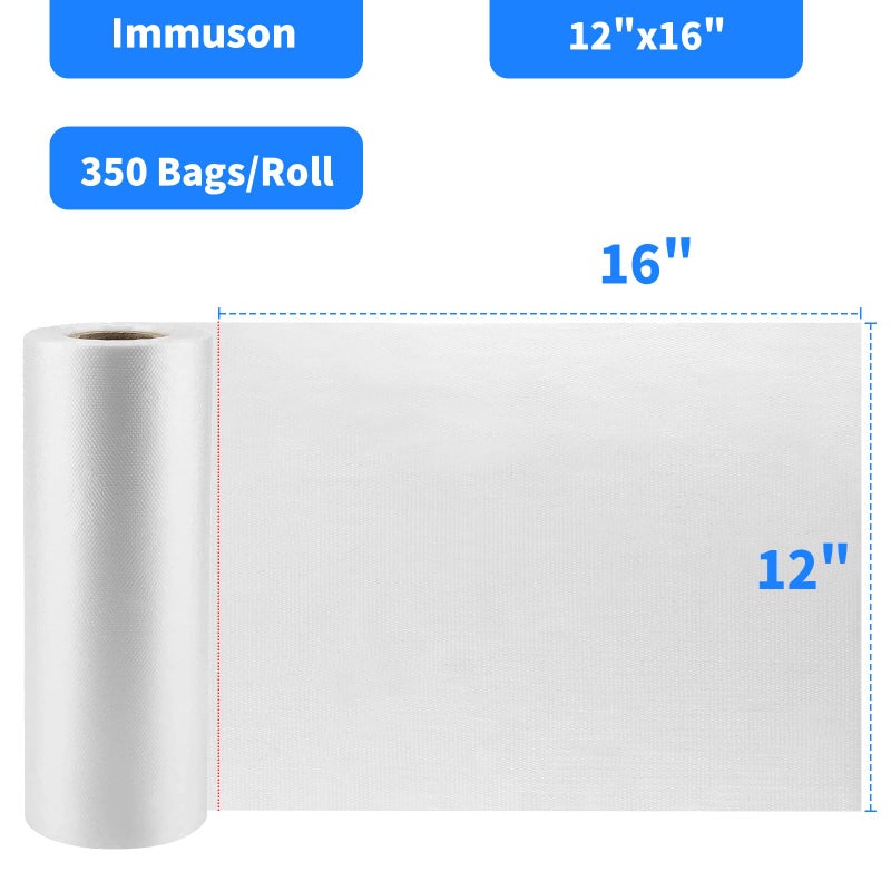 Immuson Clear Plastic Produce Bags on a Roll - 12"x16", 350 Bags per Roll - Ideal for Fruits, Vegetables, Meat, and Garbage - Image 2