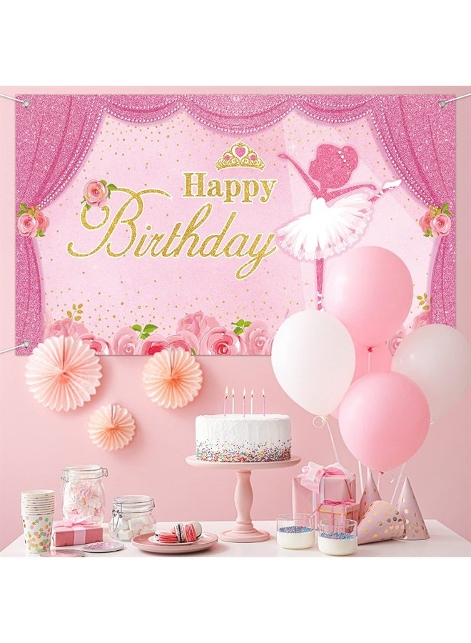 Tatuo Ballerina Birthday Party Decorations Photography Backdrops Ballet Girls Backdrop Supplies Dance for Baby Shower Supplies, Pink, 60x32 inches - Image 3