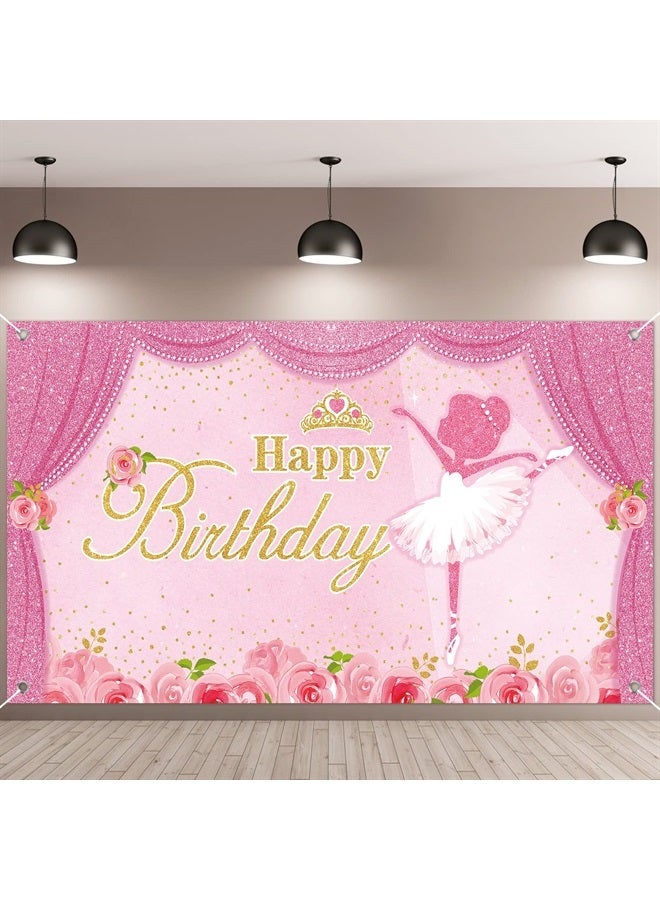 Tatuo Ballerina Birthday Party Decorations Photography Backdrops Ballet Girls Backdrop Supplies Dance for Baby Shower Supplies, Pink, 60x32 inches - Image 1