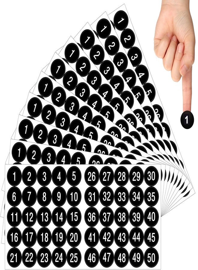 Keeshibao 600 Pcs 1 Inch Number Stickers, Consecutive Number Stickers 1-50 - Image 1
