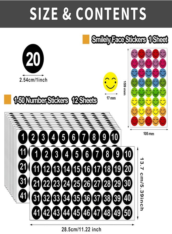 Keeshibao 600 Pcs 1 Inch Number Stickers, Consecutive Number Stickers 1-50 - Image 2