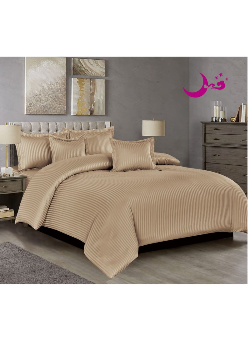 مون طقم لحاف نفرين فندقي مقلم 6قطع حشوه متحركه مقاس كنج