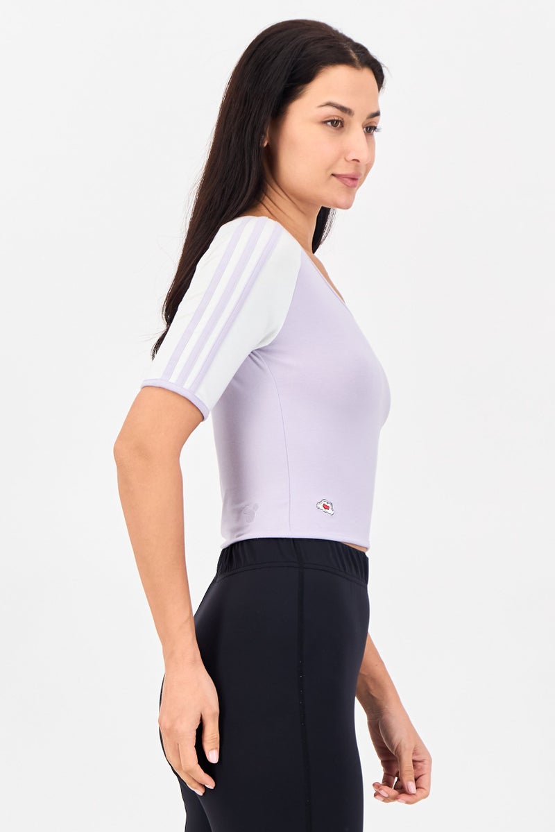 Adidas X Disney Women Sportswear Fit Short Sleeve Outdoor Top, Lavender - Image 3