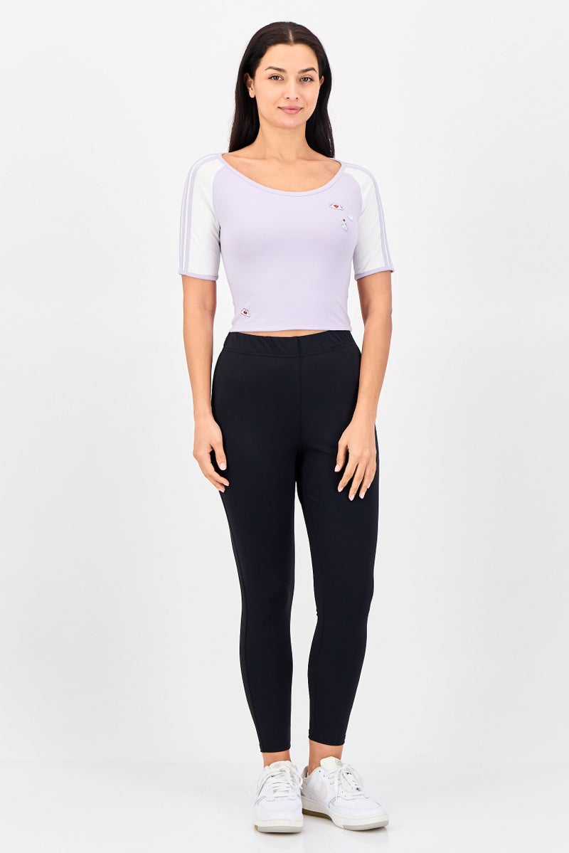 Adidas أديداس × ديزني ملابس رياضية نسائية قمة قصيرة الأكمام في الهواء الطلق، لافندر - Image 4
