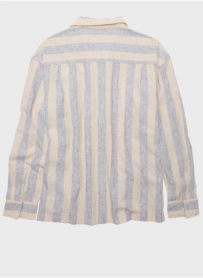 American Eagle Regular Fit Long Sleeve Striped Shirt