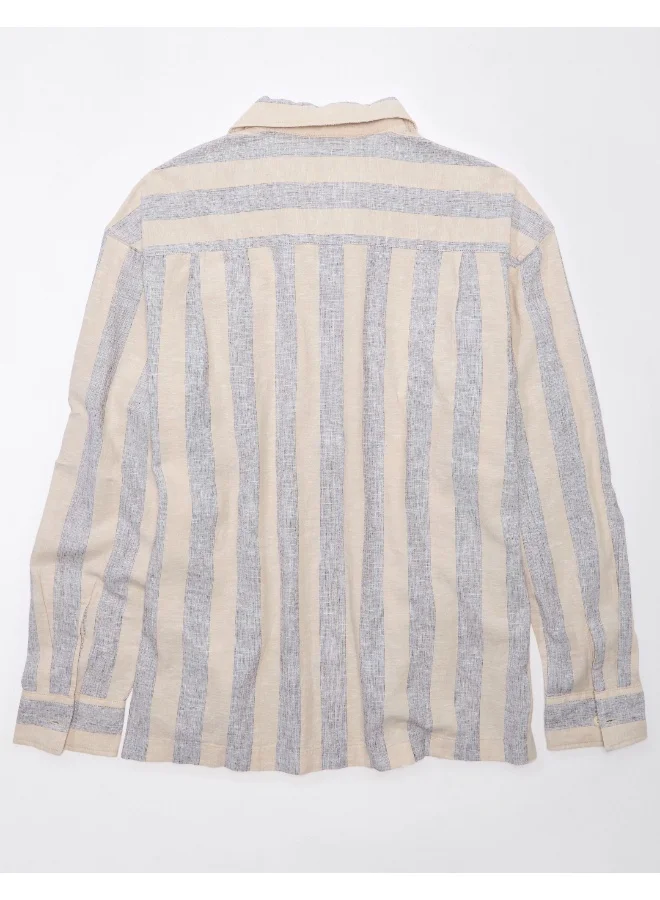 American Eagle Regular Fit Long Sleeve Striped Shirt