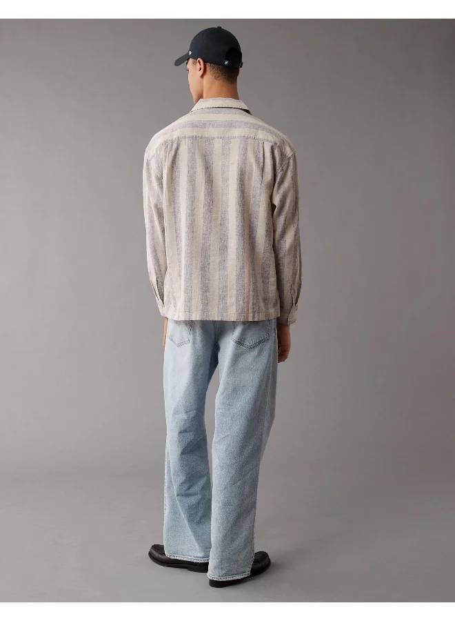 American Eagle Regular Fit Long Sleeve Striped Shirt