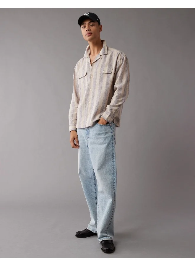 American Eagle Regular Fit Long Sleeve Striped Shirt