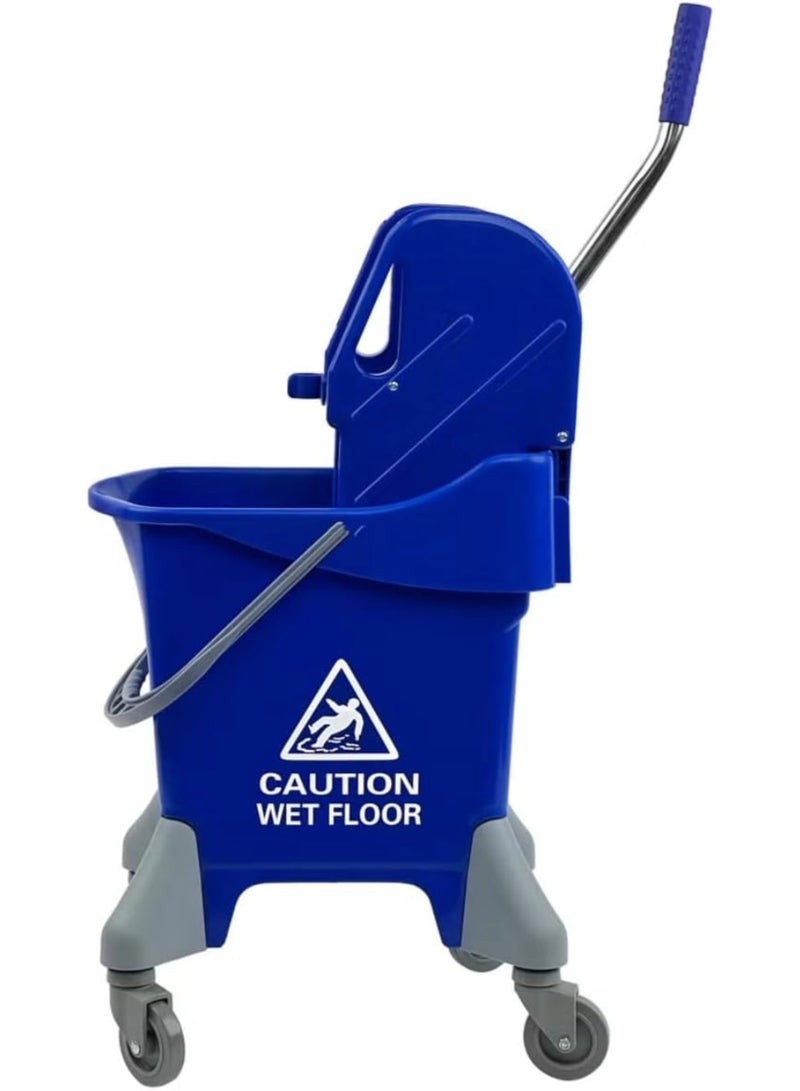 Amber Home Mop Bucket with Deluxe Wringer – 25 Liter Commercial Blue Mop Trolley with Side Press and Wheels | Heavy-Duty Plastic Cleaning Bucket for Janitorial Use | Ideal for Industrial & Home Cleaning - Image 2