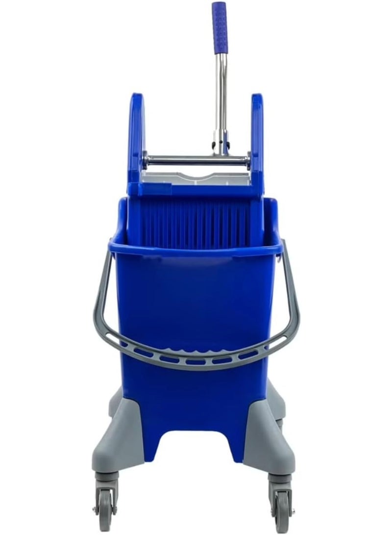 Amber Home Mop Bucket with Deluxe Wringer – 25 Liter Commercial Blue Mop Trolley with Side Press and Wheels | Heavy-Duty Plastic Cleaning Bucket for Janitorial Use | Ideal for Industrial & Home Cleaning - Image 3