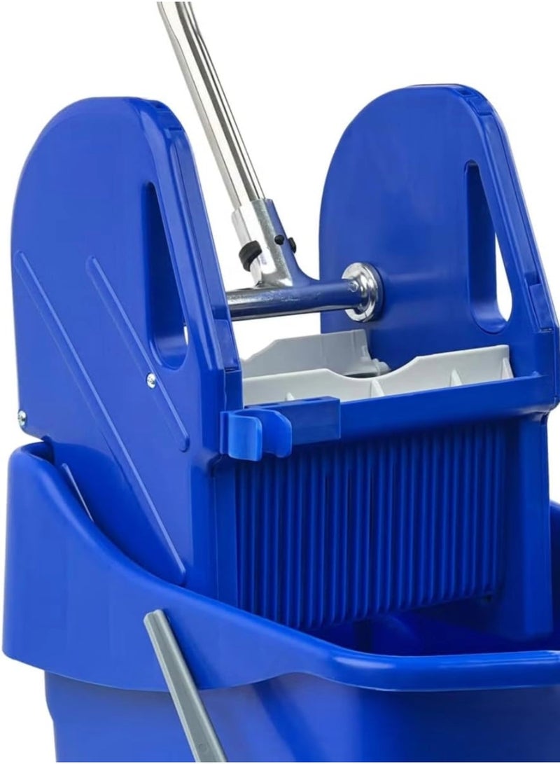Amber Home Mop Bucket with Deluxe Wringer – 25 Liter Commercial Blue Mop Trolley with Side Press and Wheels | Heavy-Duty Plastic Cleaning Bucket for Janitorial Use | Ideal for Industrial & Home Cleaning - Image 4