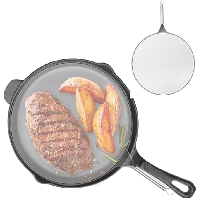 Khazna Stainless Steel Grease Splatter Screen For Frying Pan 98 Inch Fine Mesh Guard Stops 99 Of Hot Oil Splash Protects Skin From Burns Keeps Kitchen Clean Cooking - Image 2