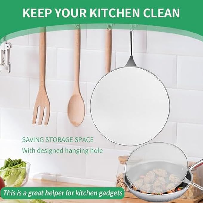Khazna Stainless Steel Grease Splatter Screen For Frying Pan 98 Inch Fine Mesh Guard Stops 99 Of Hot Oil Splash Protects Skin From Burns Keeps Kitchen Clean Cooking - Image 5