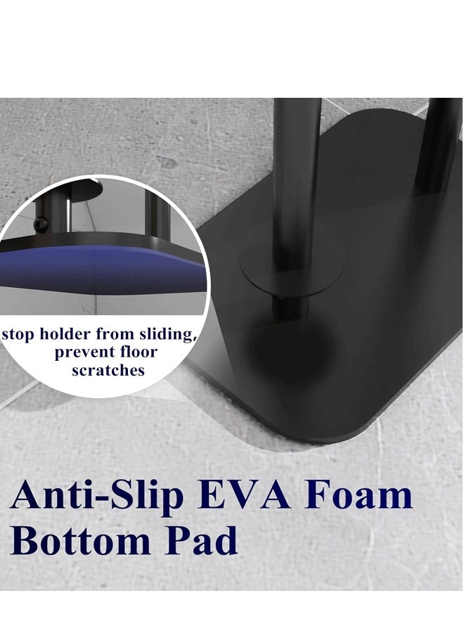 Kitsure - Toilet Paper Holder Free Standing – Rustproof Metal Toilet Paper Stand for 4 Rolls with Anti-Slip Base and Top Storage Shelf for Phone & Small Items, Bathroom Organizers and Storage, Black - Image 1