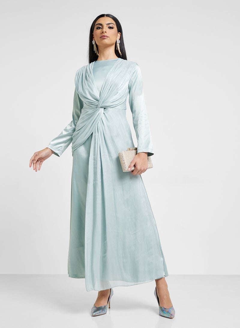 خزانة فستان ساتان بياقة ملتفة - Image 4