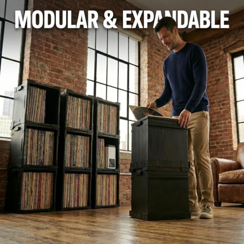 HumminGuru FlexiCube Vinyl Record Storage Box – Stackable Organizer for 12” Records, Holds 70 LPs | Modular Vinyl Shelf & Collapsible Storage Crate. Durable & Portable Space-Saving Design (1 Cube) - Image 5