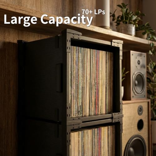 HumminGuru FlexiCube Vinyl Record Storage Box – Stackable Organizer for 12” Records, Holds 70 LPs | Modular Vinyl Shelf & Collapsible Storage Crate. Durable & Portable Space-Saving Design (1 Cube) - Image 3