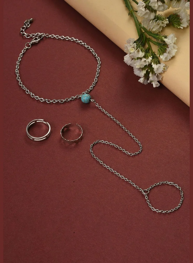 SOHI Silver Plated Designer Stone Anklet