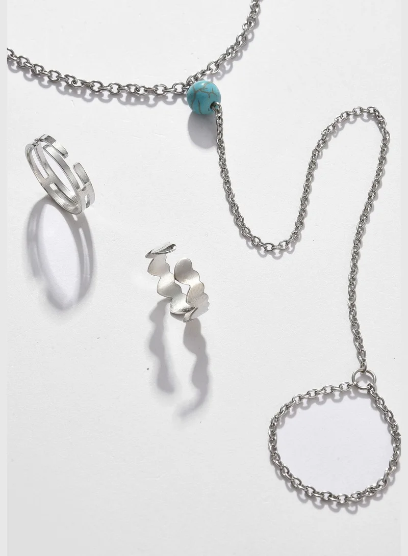 SOHI Silver Plated Designer Stone Anklet