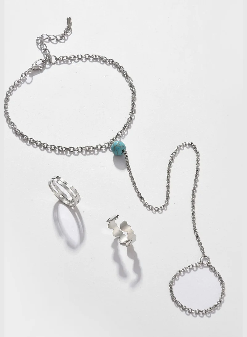 SOHI Silver Plated Designer Stone Anklet