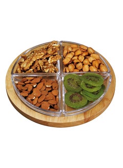 BILLI 4-Section Wooden Chip And Dip Serving Platter Brown/Clear 24x4cm  - Image 1