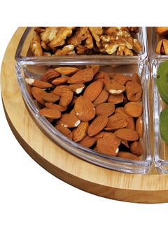 BILLI 4-Section Wooden Chip And Dip Serving Platter Brown/Clear 24x4cm  - Image 3