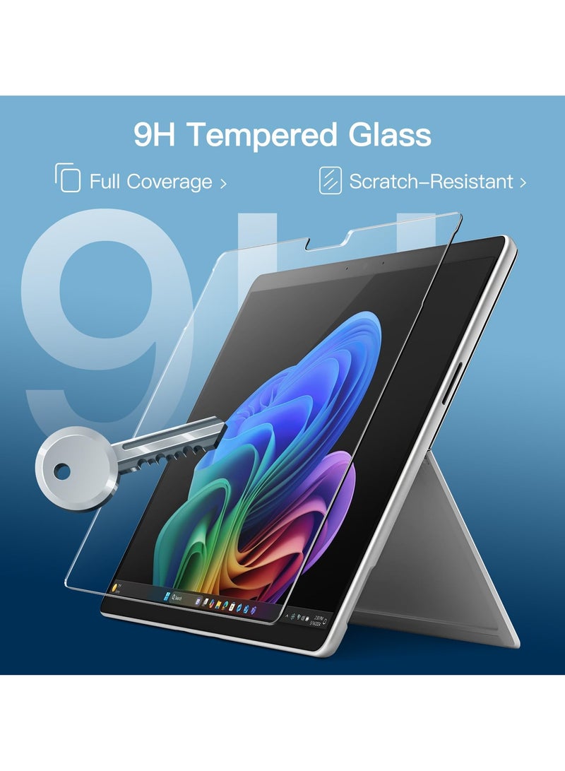 جي تيك واقي شاشة لجهاز Surface Pro 11/10 (2024)/Pro 9 (2022) مقاس 13 بوصة، طبقة من الزجاج المقوى 9H، يدعم قلم السطح، شفاف عالي الدقة، عبوتان - Image 3