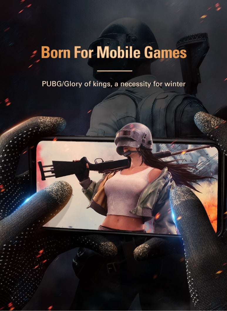 ميمو قفازات ألعاب كاملة من ميمو مصنوع بالياف الكربون – حساسية عالية للمس، قابلة للتنفس ومضادة للعرق، مانعة للانزلاق لتحكم سلس ودقيق – متوافقة مع آيفون، آيباد، ريدماجيك، سامسونج – مثالية لببجي وكود  (زوج واحد – 2 قطعة) - Image 2