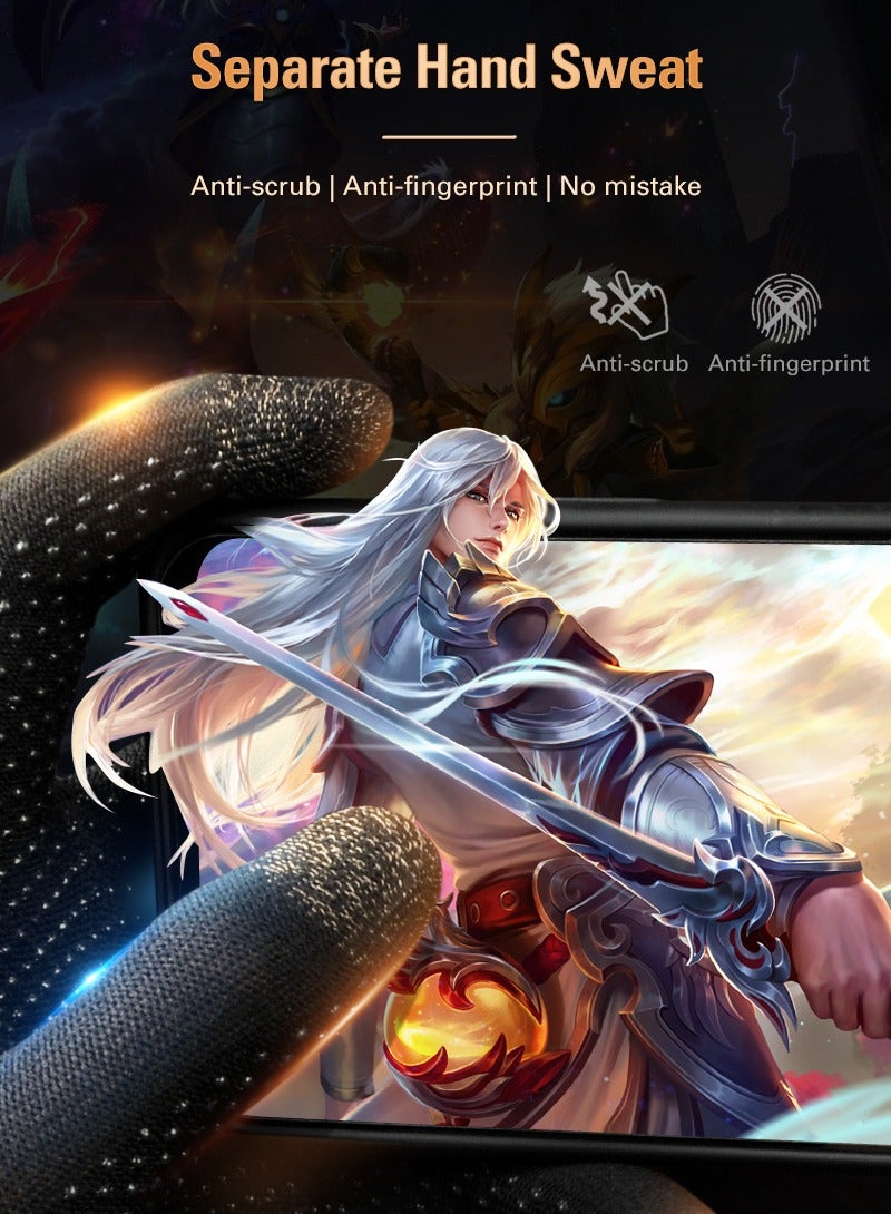 ميمو قفازات ألعاب كاملة من ميمو مصنوع بالياف الكربون – حساسية عالية للمس، قابلة للتنفس ومضادة للعرق، مانعة للانزلاق لتحكم سلس ودقيق – متوافقة مع آيفون، آيباد، ريدماجيك، سامسونج – مثالية لببجي وكود  (زوج واحد – 2 قطعة) - Image 4