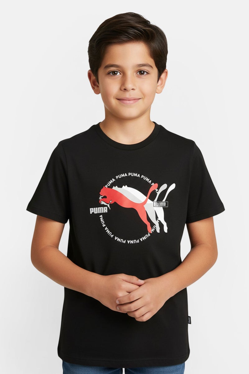 PUMA Kids Boy Sportswear Fit Short Sleeve Outdoor T-Shirt, Black - Image 1