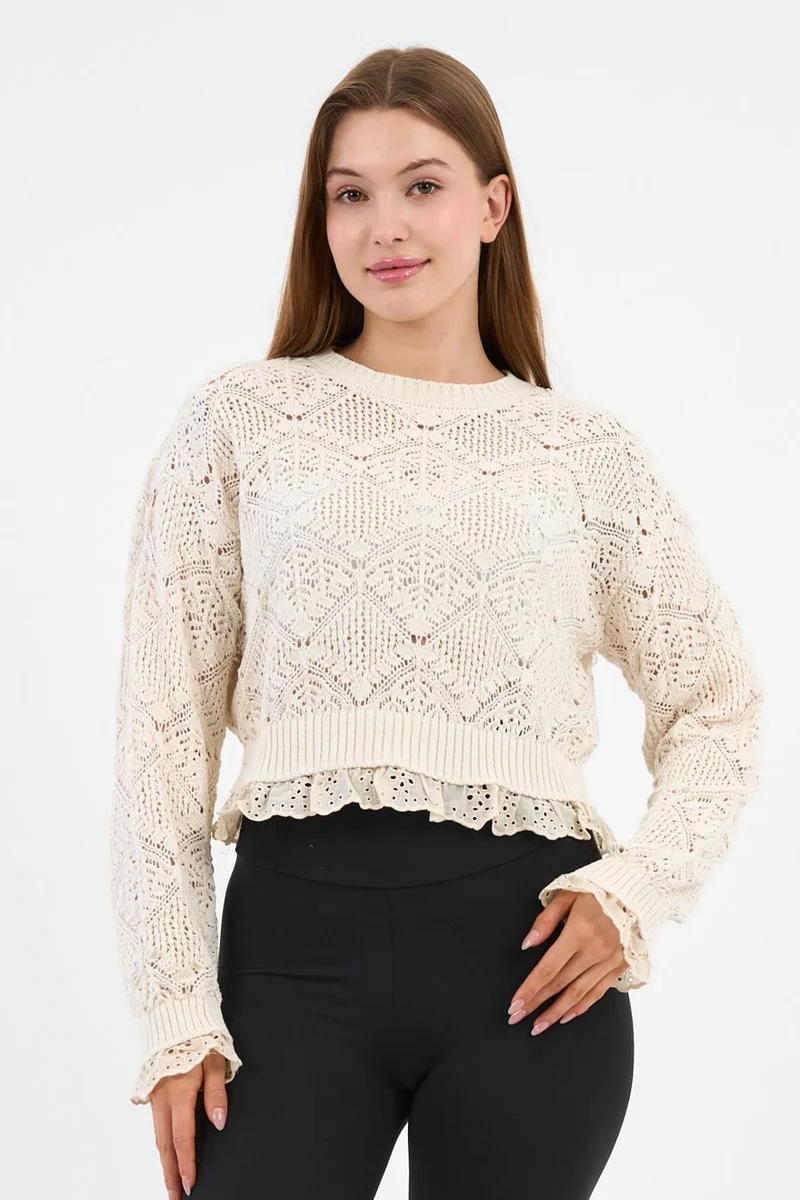 الكسندر جاردي Alexandergardı Lace Striped Knitted Sweater (A92458-S)