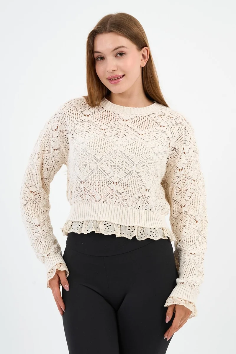 الكسندر جاردي Alexandergardı Lace Striped Knitted Sweater (A92458-S)