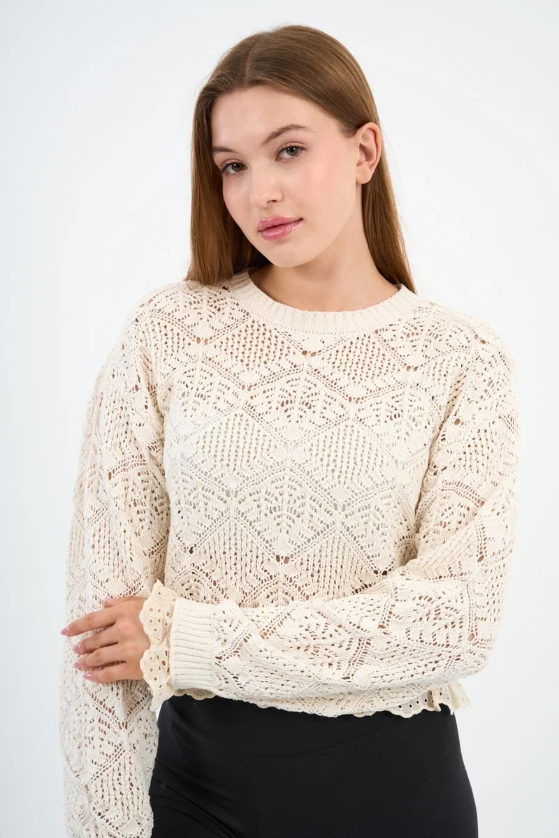 الكسندر جاردي Alexandergardı Lace Striped Knitted Sweater (A92458-S)