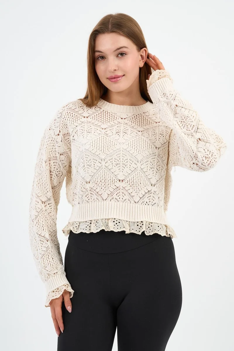 الكسندر جاردي Alexandergardı Lace Striped Knitted Sweater (A92458-S)
